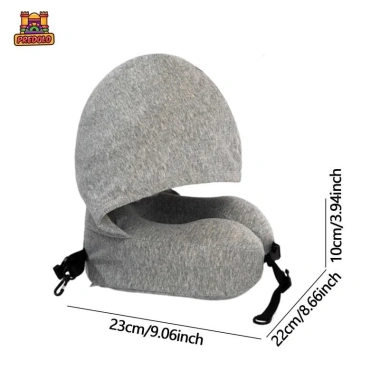 Gối cổ du lịch mũ Hoodie - Đệm hỗ trợ cổ điều chỉnh, thích hợp máy bay, ô tô, ngoài trời 9