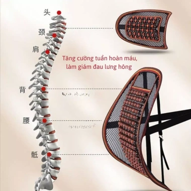 Gối Cổ Hạt Gỗ Lưới Thoáng Khí Mát - Tựa Đầu Massage, Giá 50k giảm 10k 7