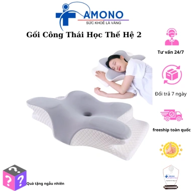 Gối công thái học AMONO thế hệ 2 - Chống đau cổ vai, ngáy, hỗ trợ ngủ nhanh, Tặng vận chuyển, chỉ 499.000₫