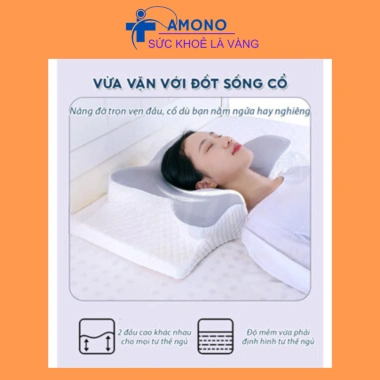 Gối công thái học AMONO thế hệ 2 - Chống đau cổ vai, ngáy, hỗ trợ ngủ nhanh, Tặng vận chuyển, chỉ 499.000₫