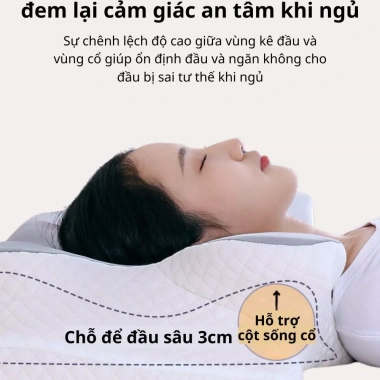 Gối công thái học Asuki thế hệ 2 - Chống đau cổ vai gáy, ngáy, hỗ trợ ngủ nhanh