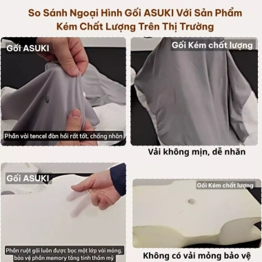 Gối công thái học Asuki thế hệ 2 - Chống đau cổ vai gáy, ngáy, hỗ trợ ngủ nhanh 9 Gối công thái học Asuki thế hệ 2 - Chống đau cổ vai gáy, ngáy, hỗ trợ ngủ nhanh 9
