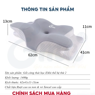 Gối công thái học EMA thế hệ 2 - Ngủ nhanh, sâu giấc, dậy tỉnh không đau - Giá chỉ 722.000đ
