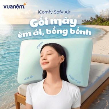 Gối công thái học iComfy Sofy Air - Aero Memory Foam công nghệ vũ trụ, hỗ trợ mọi tư thế, gấp đôi độ êm