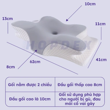 Gối Công Thái HOPDEX giảm đau cổ vai gáy, phù hợp người ngủ cao thấp - Giá 200.000₫