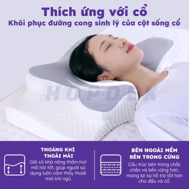 Gối Công Thái HOPDEX giảm đau cổ vai gáy, phù hợp người ngủ cao thấp - Giá 200.000₫