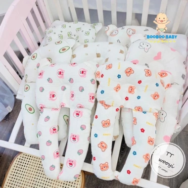 Gối đa năng chữ U NẤM - Gối chặn & ôm muslin trần bông, mềm êm, thoáng mát cho bé - Giá 154.000₫ 7
