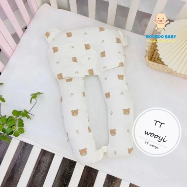 Gối đa năng chữ U NẤM - Gối chặn & ôm muslin trần bông, mềm êm, thoáng mát cho bé - Giá 154.000₫ 9