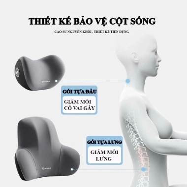 Gối Đầu Tựa Lưng Ô Tô Cao Su Non - Hỗ trợ Cổ và Lưng, Ngăn mỏi khi ngồi dài