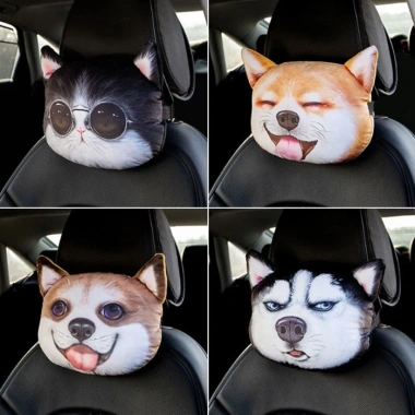 Gối Đệm Đầu Ô Tô 3D Husky Shiba Chống Mỏi Vai Gáy - Ruffo Cao Cấp Giá Rẻ 60k
