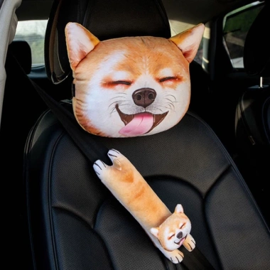Gối Đệm Đầu Ô Tô 3D Husky Shiba Chống Mỏi Vai Gáy - Ruffo Cao Cấp Giá Rẻ 60k