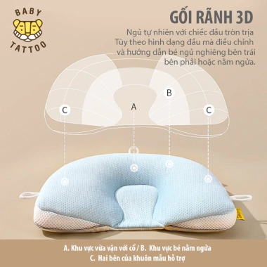 Gối Định Hình Đầu Baby Tattoo Chống Bết Đầu, Méo Đầu 0-12 Tháng - Giá 700.000₫ 3 Gối Định Hình Đầu Baby Tattoo Chống Bết Đầu, Méo Đầu 0-12 Tháng - Giá 700.000₫ 3