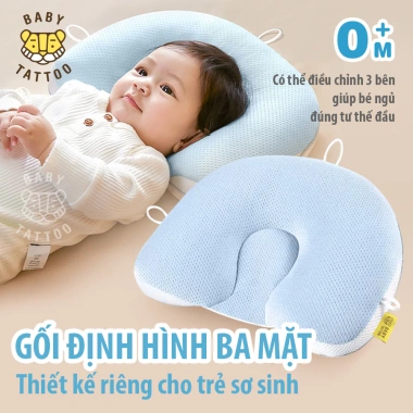 Gối Định Hình Đầu Baby Tattoo Chống Bết Đầu, Méo Đầu 0-12 Tháng - Giá 700.000₫
