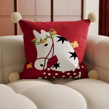Gối Đỏ Lễ Hội Ngựa Năm Mới Sang Trọng: Sofa Phòng Khách, Giường, Giá 135.523₫ 2