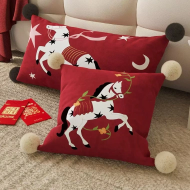 Gối Đỏ Lễ Hội Ngựa Năm Mới Sang Trọng: Sofa Phòng Khách, Giường, Giá 135.523₫ 3