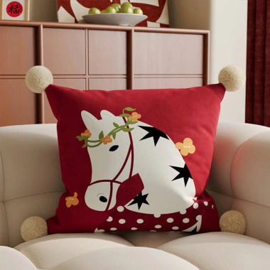 Gối Đỏ Lễ Hội Ngựa Năm Mới Sang Trọng: Sofa Phòng Khách, Giường, Giá 135.523₫ 5
