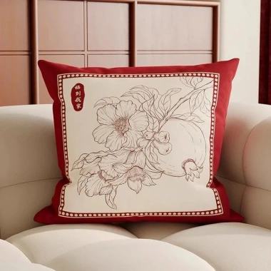Gối Đỏ Lễ Hội Trung Hoa - Trang Trí Cưới, Khách, Sofa, Đệm Lưng, Tháo Rời & Giặt Được 5