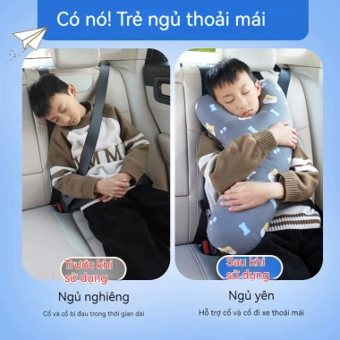 Gối hỗ trợ ngủ trẻ em bảo vệ cổ, bọc vai & dây an toàn xe hơi - 160.898₫