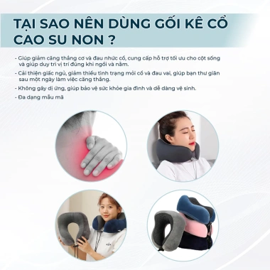 Gối kê cổ công thái học chữ U cao su non – hỗ trợ văn phòng du lịch, bảo hành 90 ngày