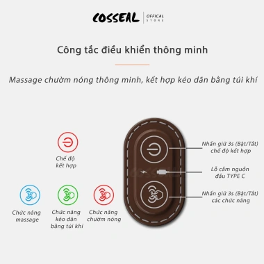 Gối Kê Đầu Cosseal Túi Khí Kéo Dãn Đốt Sống Cổ - Massage, Chườm Nóng Cao Su Non, Giảm giá 489.000₫