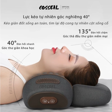 Gối Kê Đầu Cosseal Túi Khí Kéo Dãn Đốt Sống Cổ - Massage, Chườm Nóng Cao Su Non, Giảm giá 489.000₫