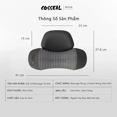 Gối Kê Đầu Cosseal Túi Khí Kéo Dãn Đốt Sống Cổ - Massage, Chườm Nóng Cao Su Non, Giảm giá 489.000₫