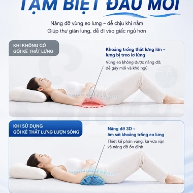 Gối kê thắt lưng lượn sóng Ema - Hỗ trợ bà bầu, giảm đau lưng, thoát vị đĩa đệm, 272k 3