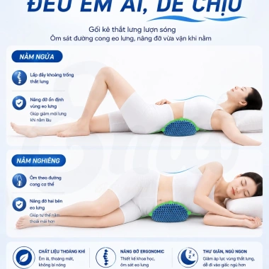 Gối kê thắt lưng lượn sóng Ema - Hỗ trợ bà bầu, giảm đau lưng, thoát vị đĩa đệm, 272k 5