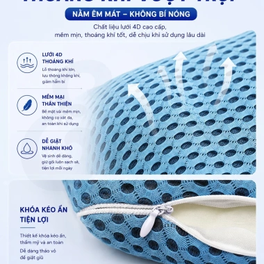Gối kê thắt lưng lượn sóng Ema - Hỗ trợ bà bầu, giảm đau lưng, thoát vị đĩa đệm, 272k 8