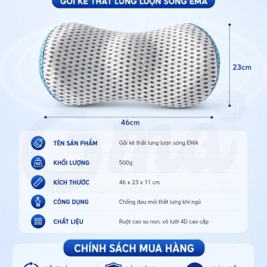 Gối kê thắt lưng lượn sóng Ema - Hỗ trợ bà bầu, giảm đau lưng, thoát vị đĩa đệm, 272k 9