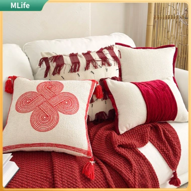 Gối Lễ Hội Màu Đỏ 45x45 và 30x50 - Phong Cách Trung Quốc, Sofa Cưới, Giá 272.052