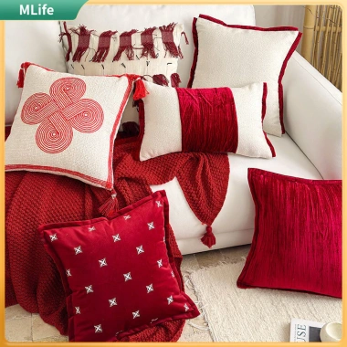 Gối Lễ Hội Màu Đỏ 45x45 và 30x50 - Phong Cách Trung Quốc, Sofa Cưới, Giá 272.052