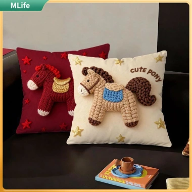 Gối Len Pony Hàn Quốc 45x45 Sofa Đệm Ins Trang Trí Nhà Cửa Giá 189.000₫