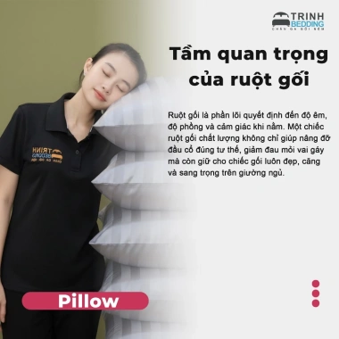 Gối Lông Vũ Cotton Xám Sọc 3F TRINH BEDDING - Tối giản, siêu mềm, chỉ 185k