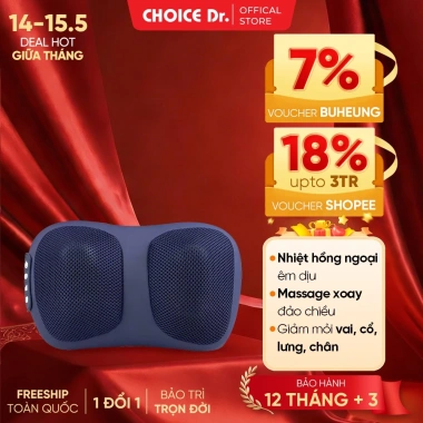 Gối Massage Buheung MK-334 2 Mức Độ Nhiệt Ấm Giảm Mỏi Vai Gáy Bảo Hành 12 Tháng 989k VND