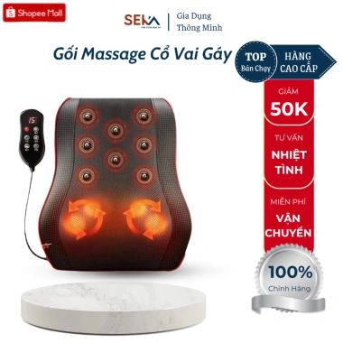 Gối Massage Cổ Vai Gáy 20 Bi Hồng Ngoại 24W Thư Giãn Cao Cấp SEKA Giá 385.000 VND