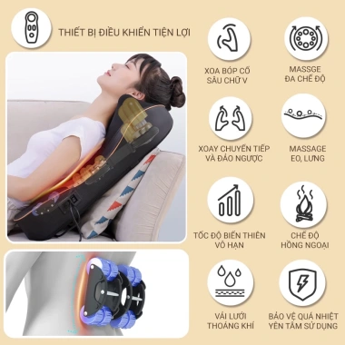 Gối Massage Cổ Vai Gáy Genji 8D - Máy Mát Xa Toàn Thân, Giá Ưu Đãi 890.000₫