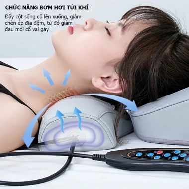 Gối massage cổ vai gáy hồng ngoại 20 bi – Giảm đau nhào xung điện chườm nóng – 386k 2