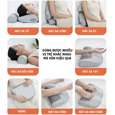 Gối massage cổ vai gáy hồng ngoại 20 bi – Giảm đau nhào xung điện chườm nóng – 386k 7
