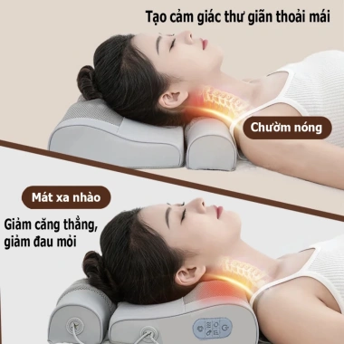 Gối massage cổ vai gáy hồng ngoại 20 bi – Giảm đau nhào xung điện chườm nóng – 386k 8