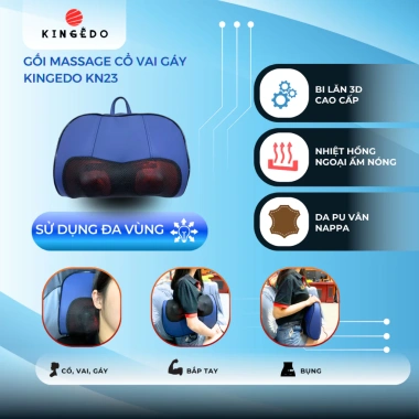 Gối Massage Cổ Vai Gáy KingEdo KN23 3D Nhiệt Hồng Ngoại - Giảm Đau Mỏi, 495k