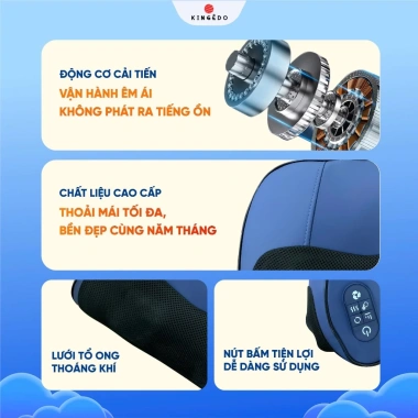 Gối Massage Cổ Vai Gáy KingEdo KN23 3D Nhiệt Hồng Ngoại - Giảm Đau Mỏi, 495k