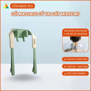 Gối Massage Cổ Vai Gáy miLife M7 - Giảm Đau Cơ, Công Nghệ Siêu Êm, Giá Ưu Đãi 1.249.000 VND