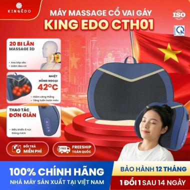 Gối massage công thái học KingEdo CTH01 chườm nóng hồng ngoại, sạc pin - 549.500 VND