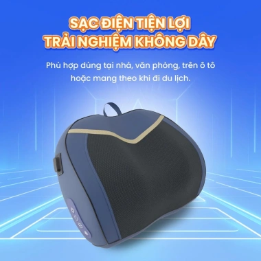 Gối massage công thái học KingEdo CTH01 chườm nóng hồng ngoại, sạc pin - 549.500 VND