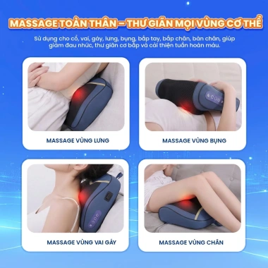 Gối massage công thái học KingEdo CTH01 chườm nóng hồng ngoại, sạc pin - 549.500 VND