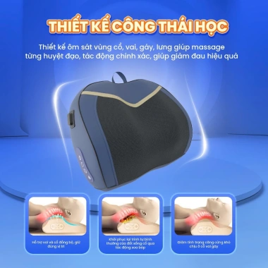 Gối massage công thái học KingEdo CTH01 chườm nóng hồng ngoại, sạc pin - 549.500 VND 6 Gối massage công thái học KingEdo CTH01 chườm nóng hồng ngoại, sạc pin - 549.500 VND 6