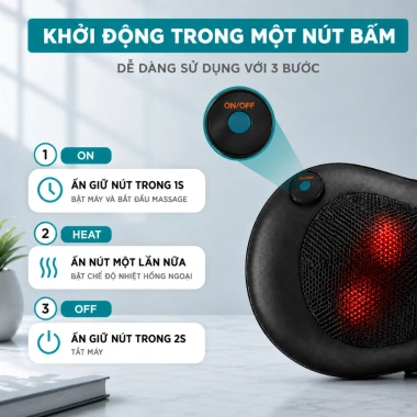 Gối Massage Nhiệt KINGTECH KP-315 4 Bóng Xoay - Cổ Vai Gáy, Thắt Lưng - Chính Hãng 5