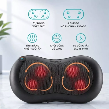 Gối Massage Nhiệt KINGTECH KP-315 4 Bóng Xoay - Cổ Vai Gáy, Thắt Lưng - Chính Hãng 6