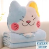 Gối mền mèo con 3 trong 1 nỉ nhung cực mịn - Bộ chăn gối văn phòng 139k 2